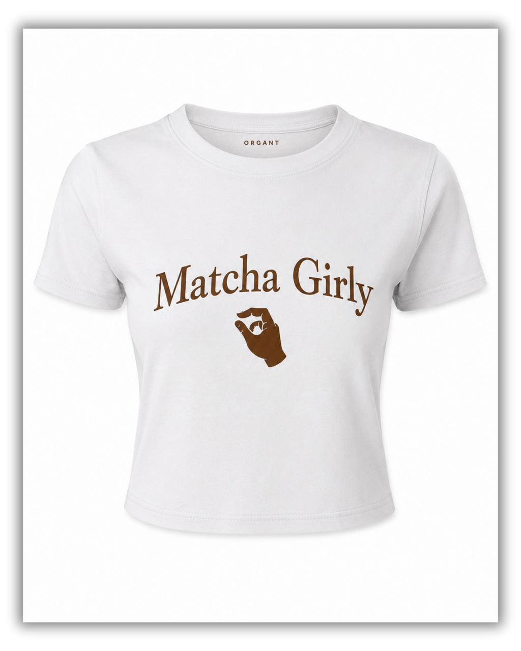 ORGANT Matcha Girly Cropped Tee – White Mocha