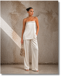 ORGANT LUMIÈRE Satin Two-Piece Set – Ivory